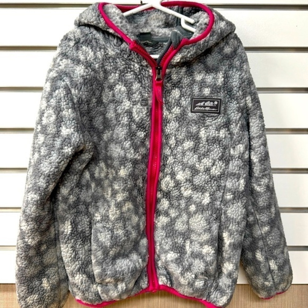 Eddie Bauer plush fleece hooded zip up jacket kids size extra small 5/6